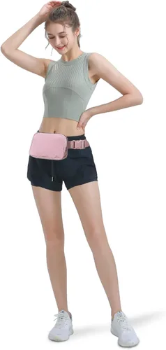 Vista 50 de Cangurera cruzada para mujer, mini bolsa para cinturón de 1 litro con correa ajustable de 32 a 51 pulgadas, bolsa de cintura pequeña para viajes