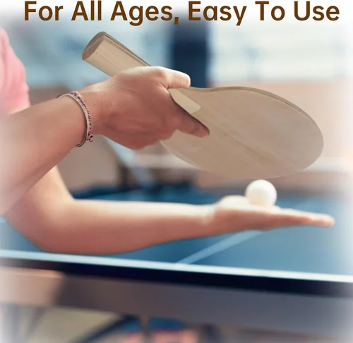 Vista 6 de 2 pares de palas de ping pong de madera para bricolaje, raqueta de tenis de mesa de madera sin terminar para pintar una experiencia única de pong