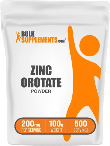 BulkSupplements. com Zinc Orotate Powder - Suplemento de minerales de zinc, para apoyo inmunológico, sin gluten, 200 mg por porción, 100 g (3.5 oz)