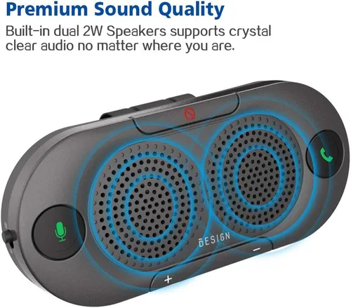 Vista 2 de BESIGN BK06 Bluetooth 5.0 en altavoz para automóvil con clip para visera, kit inalámbrico para automóvil para hablar manos libres, encendido