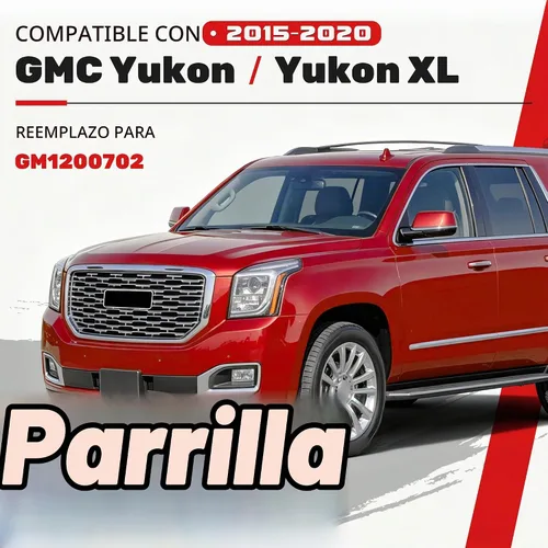 Vista 2 de KUAFU Parrilla Delantera Compatible con GMC Yukon/Yukon XL 2015-2020 Protector de Parachoques Ensamble de Parrilla Plástico ABS Cromo Plateado