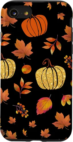 Vista 18 de Fall Leaves and Pumpkins Pattern Halloween Autumn Case for iPhone 17