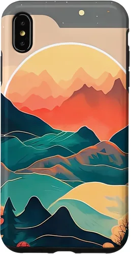 Vista 7 de Funda para iPhone 15 Mountain Wilderness Sunset Skyline Tree River Earth Forest