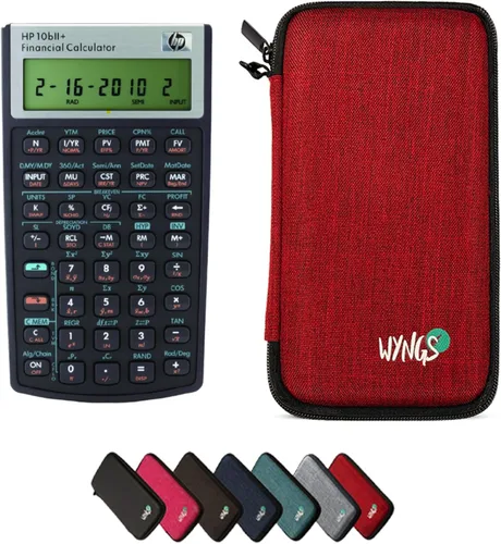 Vista 9 de HP 10B II Plus/Hewlett Packard 10BII+ Calculadora científica financiera + funda protectora WYNGS color negro