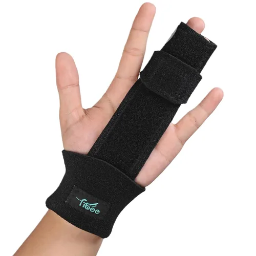Vista 8 de Férula de 2 dedos, férula de dedo gatillo, férula de dedo meñique para dedo roto, soporte de muñeca de mano ajustable, inmovilizador