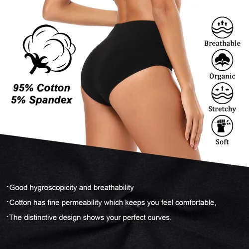 Vista 2 de Molasus - Ropa interior de algodón para mujer cintura alta cobertura total tallas regulares y grandes