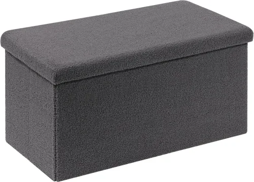 Vista 125 de PINPLUS Otomanas otomanas de almacenamiento con forma cuadrada con reposapiés de almacenamiento para sala de estar, asiento otomano Boucle para Gris