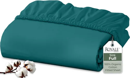 Vista 56 de Royale Linens Sábana bajera ajustable de algodón 100% orgánico - Tejido percal - Sábanas bajeras de bolsillo profundo súper suaves - Sábana elástica