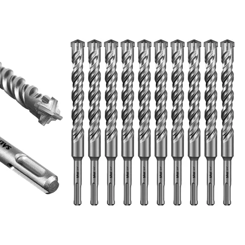 Vista 50 de SALI 10 brocas de martillo giratorio SDS Plus de 1/2 x 6 pulgadas, kit de broca para hormigón, material de carburo de doble rosca de tipo cruzado