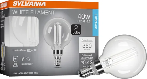 Vista 18 de Sylvania T14 - Bombilla LED transparente de filamento blanco, 3.5 W, regulable, 300 LMS, base media, 2700 K, blanco suave, 1 paquete (42266)