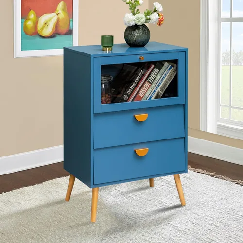 Sophia & William Blue Storage Cabinet,Sideboard Cabinet with Door & Drawers, Kitchen Accent Cabinet for Living Room,Dining Room