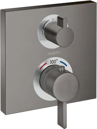 hansgrohe Ecostat 15712341 - Moderna válvula de ducha termostática con control de temperatura en cromo negro cepillado