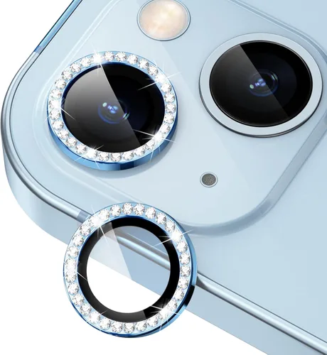Vista 22 de Xfilm Protector de lente de cámara Bling para iPhone 14 Pro/14 Pro Max, dureza 9H a prueba de rayones, protector de anillo individual de metal