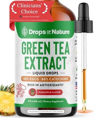 Drops of Nature Extracto de té verde 10:1 Suplemento líquido - Piña, 2 fl oz