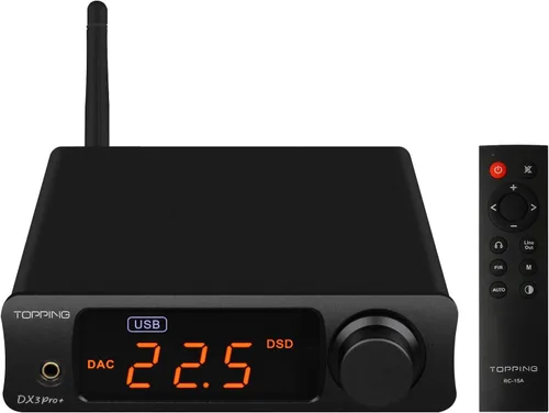 Topping DX3pro+ LDAC Amplificador de auriculares - ES9038Q2M XU208 NFCA Bluetooth5.0 Decodificador de audio USB/Opt/Coaxial DAC AMP Pre amplificador