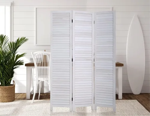 Vista 9 de Divisor de habitación de 3 paneles, pantalla divisora de habitaciones y pantallas de privacidad plegables, pantalla de privacidad opaca de madera