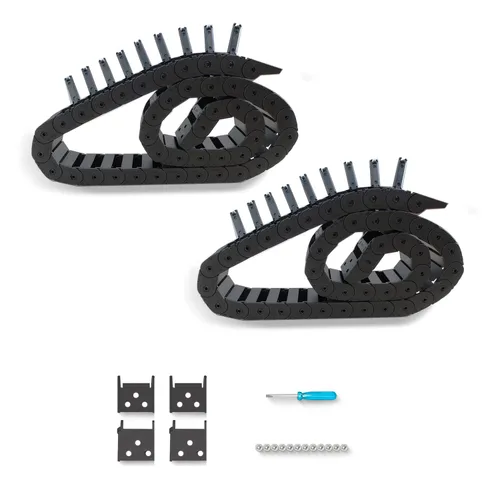 Vista 9 de 2 cables de cadena de arrastre de 39.4 pulgadas, cadena de cable R15 para fresadora CNC e impresora 3D, 2 pares adicionales de conectores finales, 1