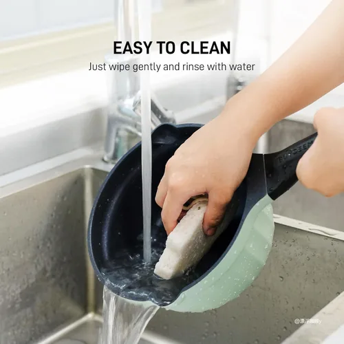 Vista 5 de BUYDEEM Sartén antiadherente de aluminio fundido, sartén de leche de calor rápido y uniforme con tapa de vidrio, compatible con todas las estufas