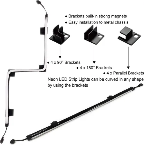Vista 5 de Airgoo NEON Addressable RGB PC LED Strip, 15.75 x 0.55 x 0.28 inches diffused Silicon Rubber Tube, for 5V 3-pin argb Header, Come with Magnetic