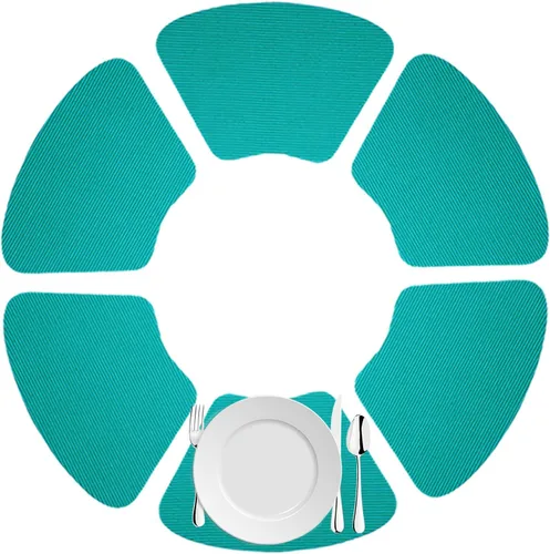 Vista 17 de Kraftware Juego de 6 manteles individuales de cuña de red para mesas redondas al aire libre, azul, tamaño pequeño