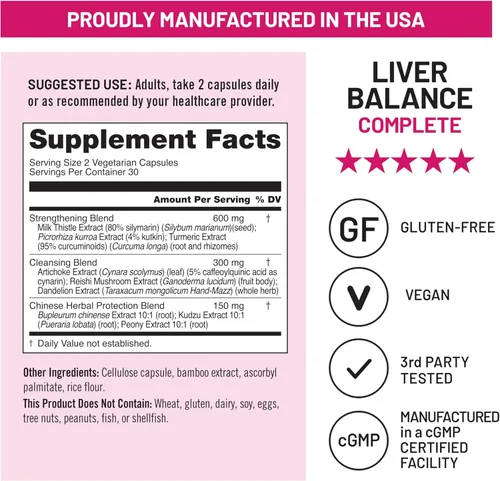 Vista 5 de NatureWise Suplemento de desintoxicación de equilibrio hepático – Fórmula de reparación triple con cardo mariano, diente de león, cúrcuma