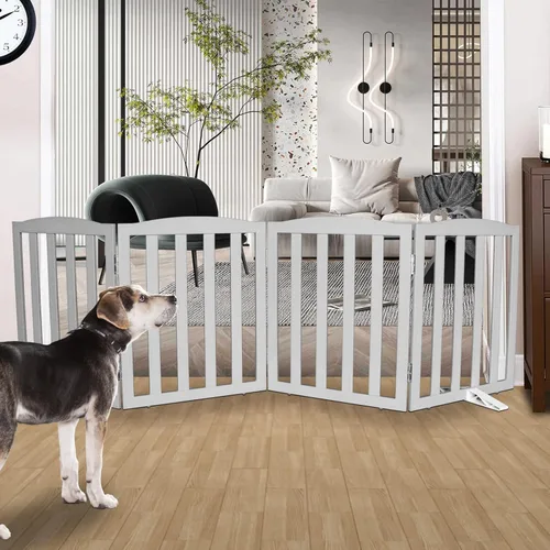 Vista 12 de Puerta Independiente para Perros para Interiores, Puerta para Perros Plegable, Puertas para Mascotas para Entradas, Escaleras o Pasillos, Puerta