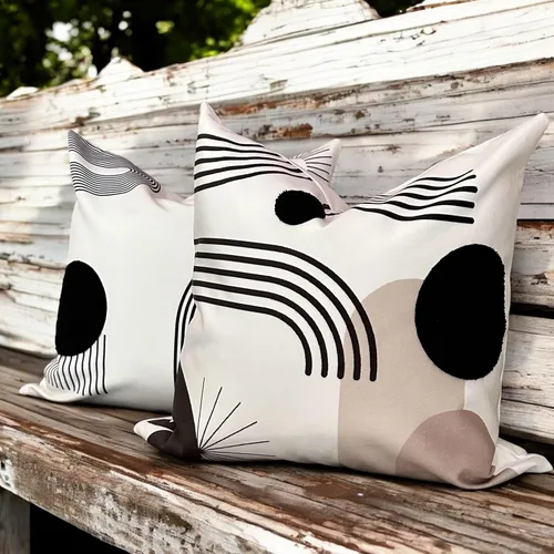 Vista 10 de AYAY Fundas de almohada decorativas modernas de 18 x 18 pulgadas, almohadas bohemias para sofá cama, juego de 2 fundas modernas, almohadas de tela