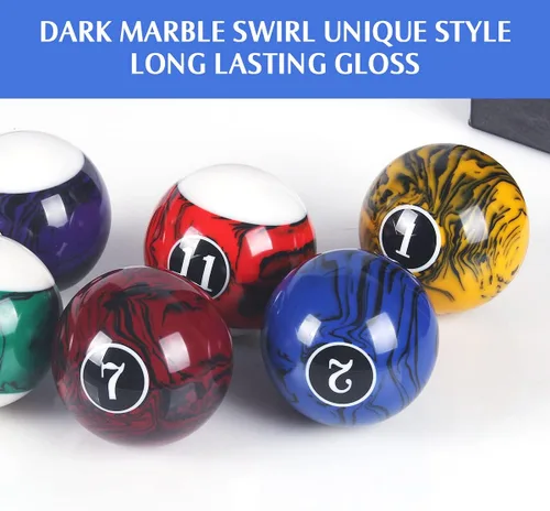 Vista 3 de Juego de bolas de billar para mesa de billar, diseño de mármol, remolino y estilo clásico, juego de 16 bolas